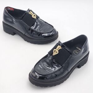 Wonder Nation Kids Heart Zip Lug Chunky Loafer Shoes Black Little Kid's Size 1